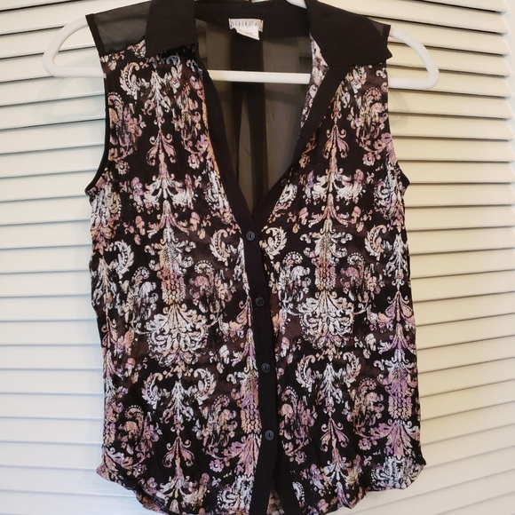 Cooperative Button Down Blouse SZ XS Black - Picture 1 of 10